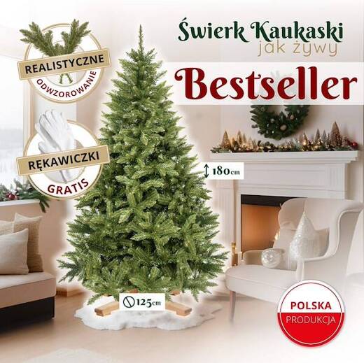 Choinka sztuczna 180 cm Premium Royal Trees świerk kaukaski z drewnianym stojakiem