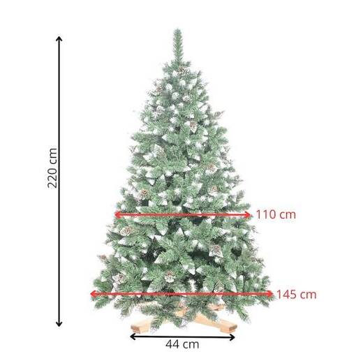 Choinka sztuczna 220 cm Premium Royal Trees sosna diamentowa ośnieżona z szyszkami