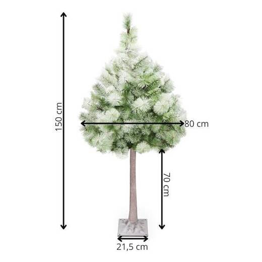 Choinka sztuczna na pniu z oświetleniem 128 LED drzewko świąteczne 150 cm ośnieżone 