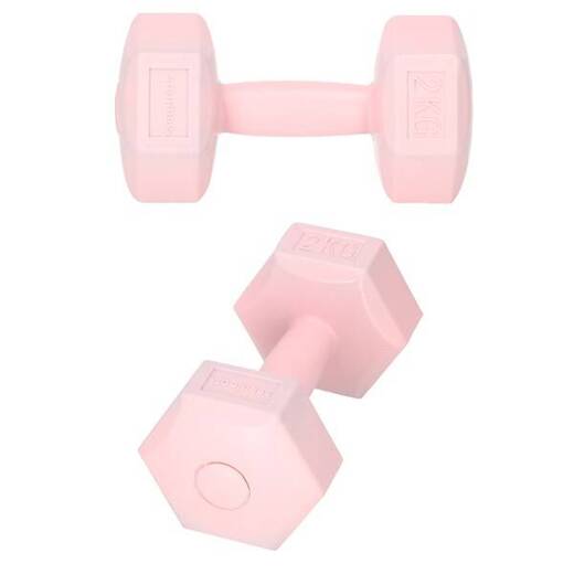 Ciężarki 2kg hexagonalne do ćwiczeń fitness hantle zestaw 2 szt. różowe 