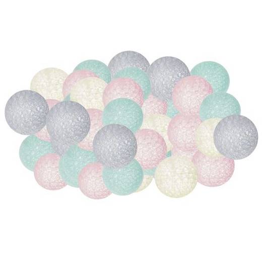 Cotton balls 30 led lampki dekoracyjne, girlanda na prąd turkusowo-różowe