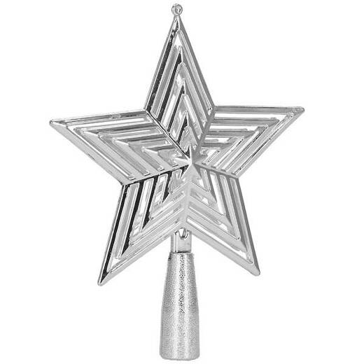 Czubek na choinkę 18cm szpic, ażurowa gwiazda srebrna