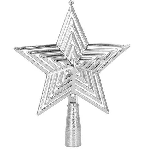 Czubek na choinkę 18cm szpic, ażurowa gwiazda srebrna