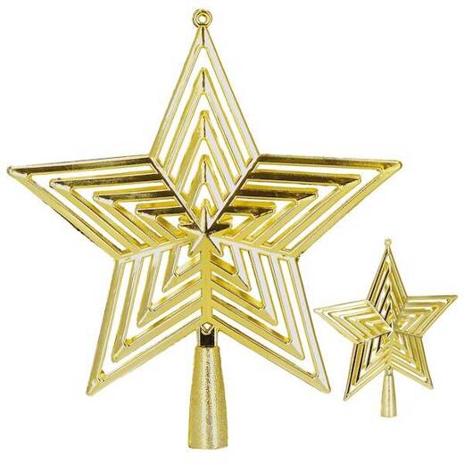 Czubek na choinkę 23 cm szpic, ażurowa gwiazda złota