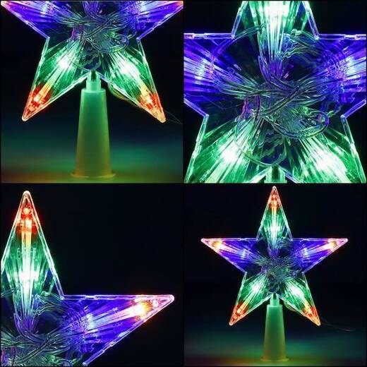 Czubek na choinkę świecąca gwiazda 10 Led szpic multikolor