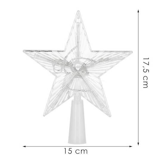 Czubek na choinkę świecąca gwiazda 10 Led szpic multikolor