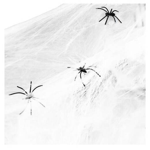 Dekoracja na Halloween pajęczyna z 2 pająkami 20g ozdoba sieć pajęcza 1,9 m