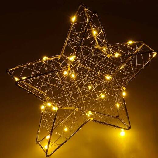 Dekoracja świąteczna 30 LED gwiazda oświetlenie witraż biały ciepły