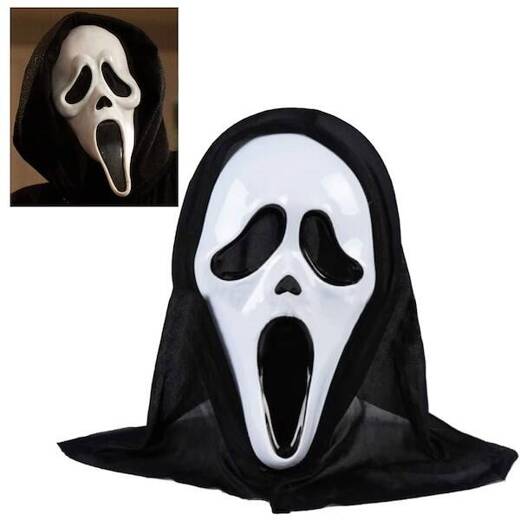 Dekoracje na Halloween maska z kapturem scream krzyk horror