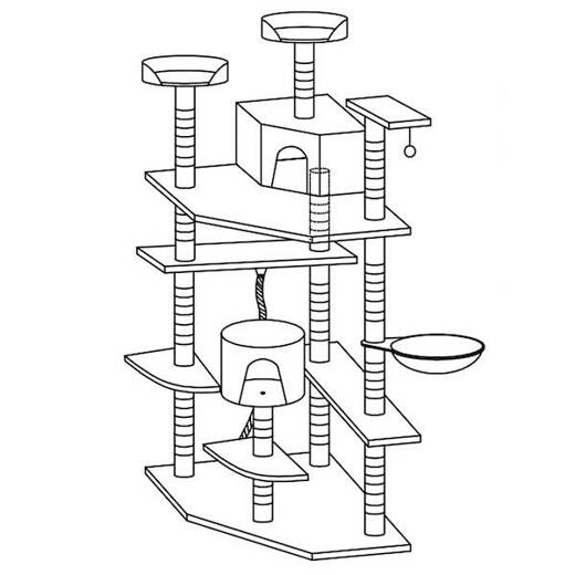 Drapak dla kota sizal 11-poziomowy słupek z zabawką 203 cm
