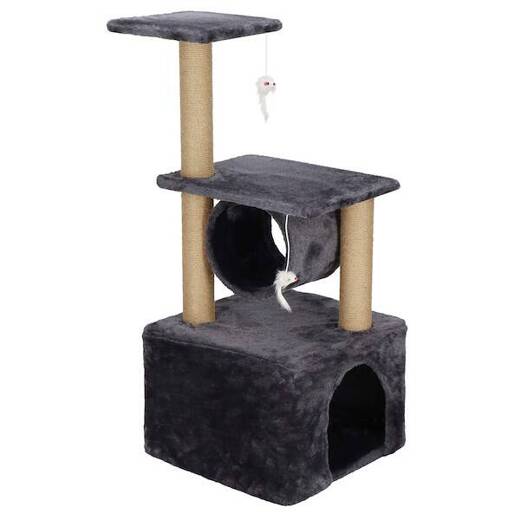 Drapak dla kota sizal 3-poziomowy domek słupek z zabawkami 62 cm