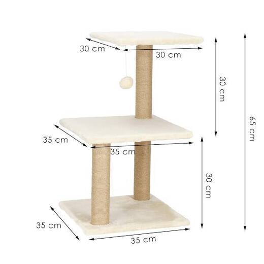 Drapak dla kota sizal 3-poziomowy słupek z zabawką 65 cm