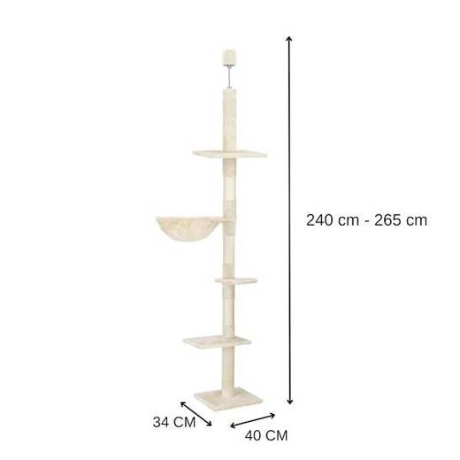 Drapak dla kota sufittowy sizal słupek 245 - 260 cm kremowy