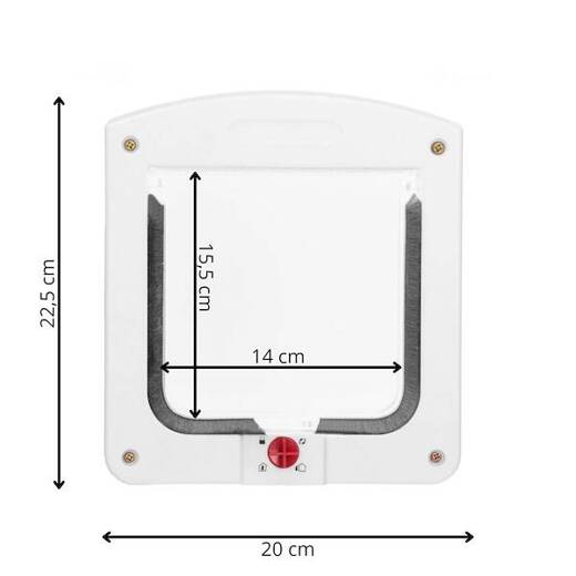 Drzwi dla kota, psa z ruchomą klapą 15,5x14 cm drzwiczki wahdałowe dla zwierząt, białe