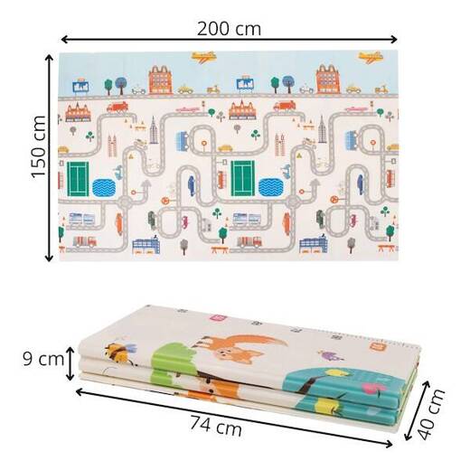 Dwustronna mata piankowa 150x200 cm składana dla dzieci antypoślizgowa