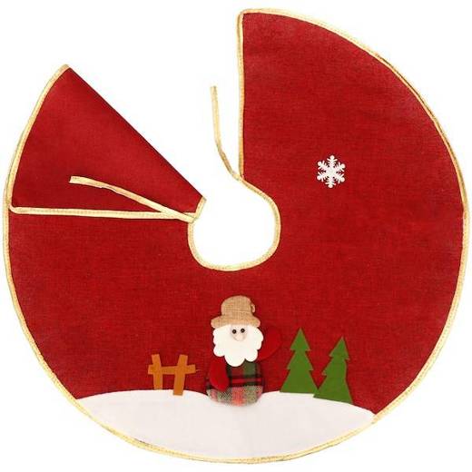 Dywanik pod choinkę 60 cm czerwony z Mikołajem, mata na prezenty