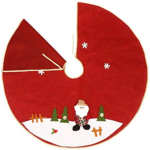 Dywanik pod choinkę 89 cm czerwony z Mikołajem, mata na prezenty