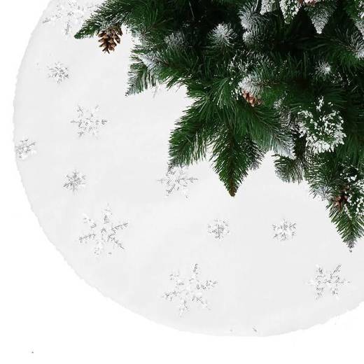 Dywanik pod choinkę 90 cm mata na prezenty biała w śnieżynki