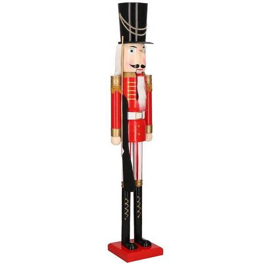 Dziadek do orzechów 120 cm ze strzelbą, drewniany żołnierzyk czarno-czerwony XXL, figurka świąteczna