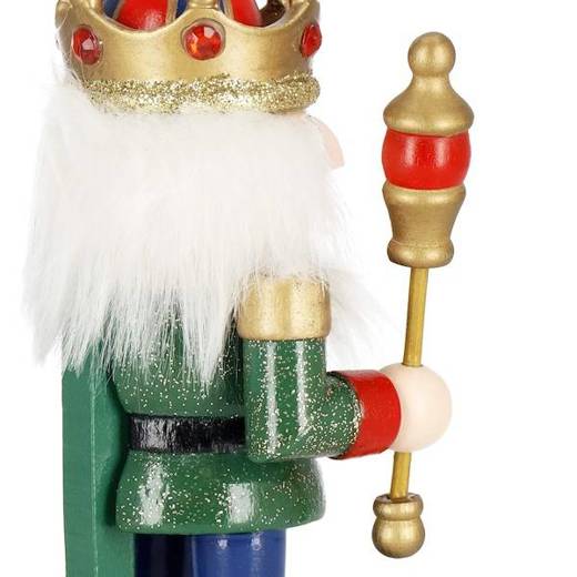 Dziadek do orzechów 15,5 cm z batutą, drewniany żołnierzyk multikolor, figurka świąteczna
