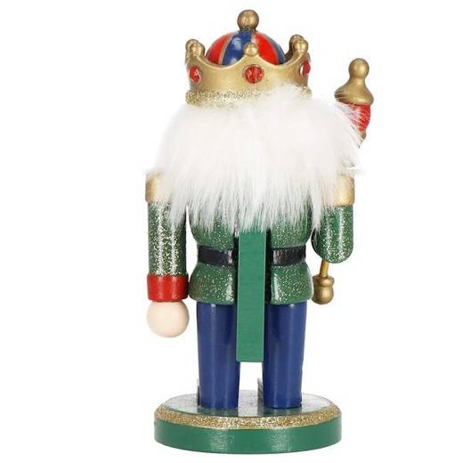 Dziadek do orzechów 15,5 cm z batutą, drewniany żołnierzyk multikolor, figurka świąteczna