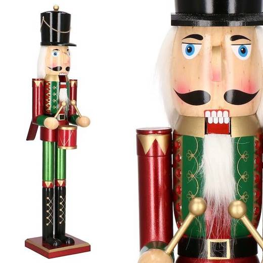 Dziadek do orzechów 90 cm drewniany żołnierzyk z bębenkiem multikolor, figurka świąteczna