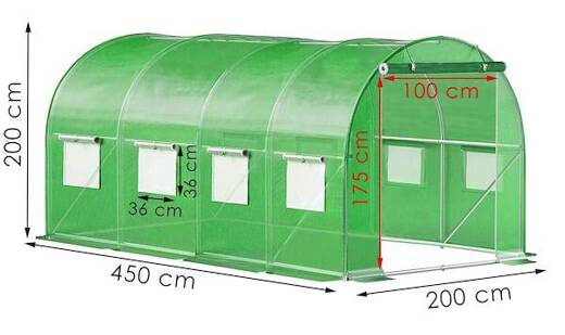 Folia na tunel ogrodowy 4,5x2x2 m zapasowe poszycie na szklarnię UV-4 140gs/m zielone 