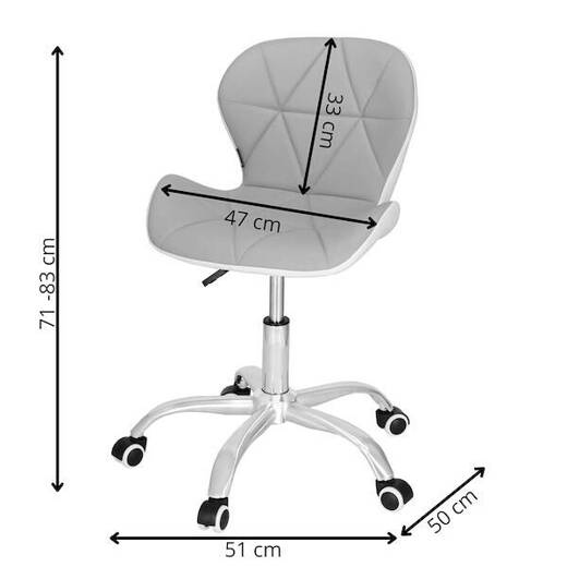 Fotel biurowy obrotowy krzesło na kółkach, do nauki, pracy przed komputerem szaro-białe