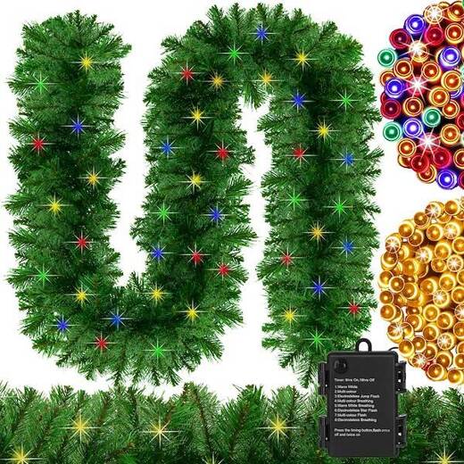 Girlanda świąteczna 270 cm łańcuch choinkowy z lampkami 50 LED multikolor, ciepły biały