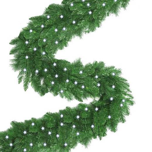 Girlanda świąteczna 280cm z lampkami 100 LED biały zimny, łańcuch choinkowy, zielony