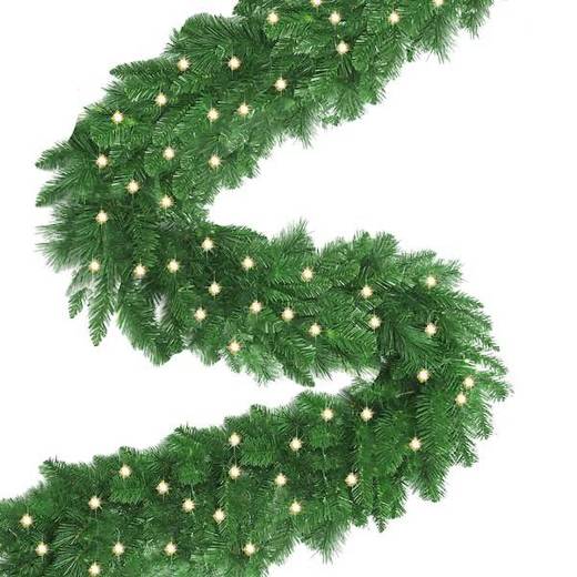 Girlanda świąteczna 280cm z lampkami 50 LED biały ciepły, łańcuch choinkowy, zielony