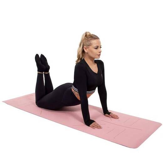 Gruba mata do ćwiczeń jogi fitness 183 cm różowa