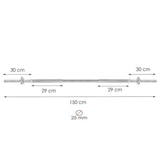 Gryf prosty 150 cm 25 mm zaciski