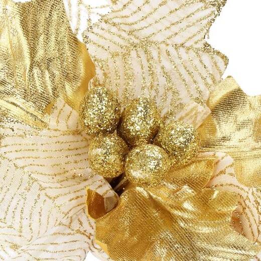 Gwiazda betlejemska 26 cm sztuczny kwiat, poinsecja złota z brokatem