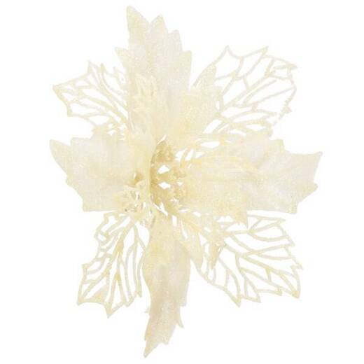 Gwiazda betlejemska, sztuczny kwiat, poinsecja ażurowa z brokatem