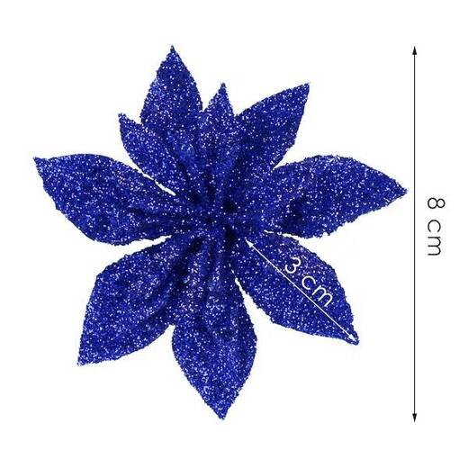 Gwiazda betlejemska, sztuczny kwiat poinsecja granatowy z brokatem
