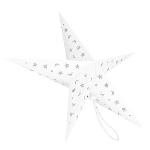 Gwiazda papierowa świąteczna biała 3D 25 cm i lampki choinkowe 10 led ciepły biały