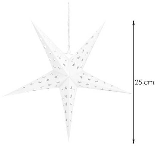 Gwiazda świąteczna papierowa 3D 25 cm zawieszka choinkowa biała