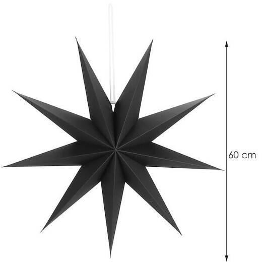 Gwiazda świąteczna papierowa 3d 60 cm zawieszka choinkowa czarna