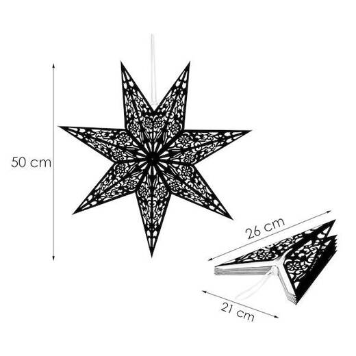 Gwiazda świąteczna papierowa 50 cm awieszka choinkowa czarno-biała