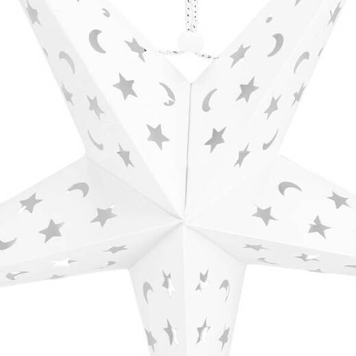 Gwiazda świąteczna papierowa biała 3D i lampki choinkowe led zimny biały