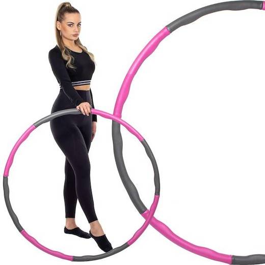 Hula hop z masażerem 100 cm różowo szare 