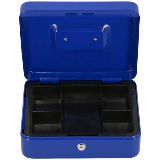 Kasetka na pieniądze 25x20x9 cm metalowy sejf pudełko niebieskie