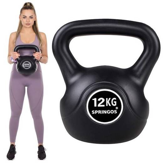 Kettlebell kula 12 kg czarna hantle ABS 