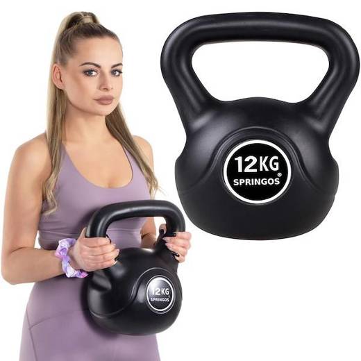 Kettlebell kula 12 kg czarna hantle ABS 