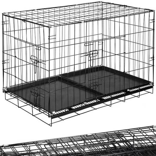 Klatka kennelowa dla zwierząt kojec dla psa kota 100 x 70 x 60 cm L czarny