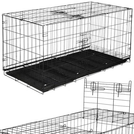 Klatka kennelowa dla zwierząt kojec dla psa kota XL 130 x 70 x 60 cm czarny