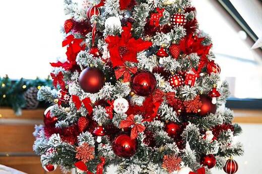 Kokardki świąteczne na choinkę 6 szt. brokatowe zawieszki choinkowe czerwone