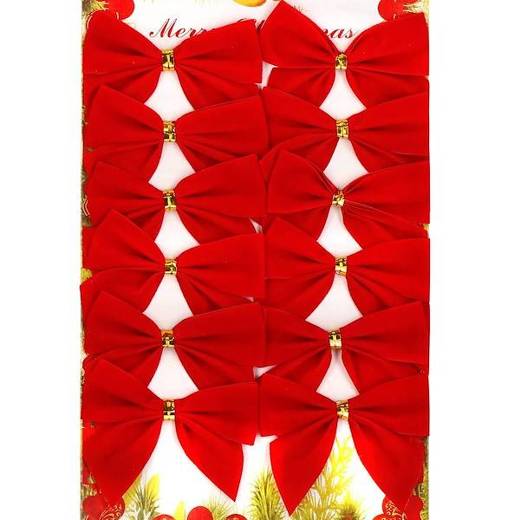 Kokardy na choinkę 12 szt. czerwone ozdoby świąteczne