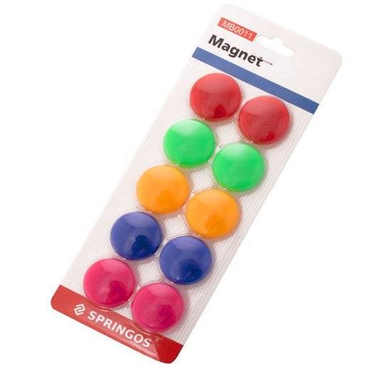 Kolorowe okrągłe magnesy do tablicy magnetycznej zestaw 10 szt